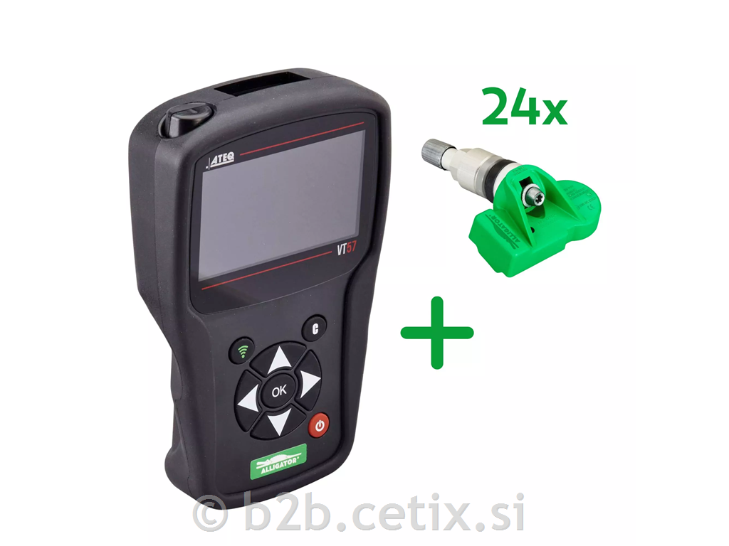 ATEQ VT57 TPMS komplet: Diagnostična naprava + 24x All-In-One senzorji (Srebrni)